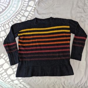 Pendleton Cropped Merino Sweater - navy with ombre stripes